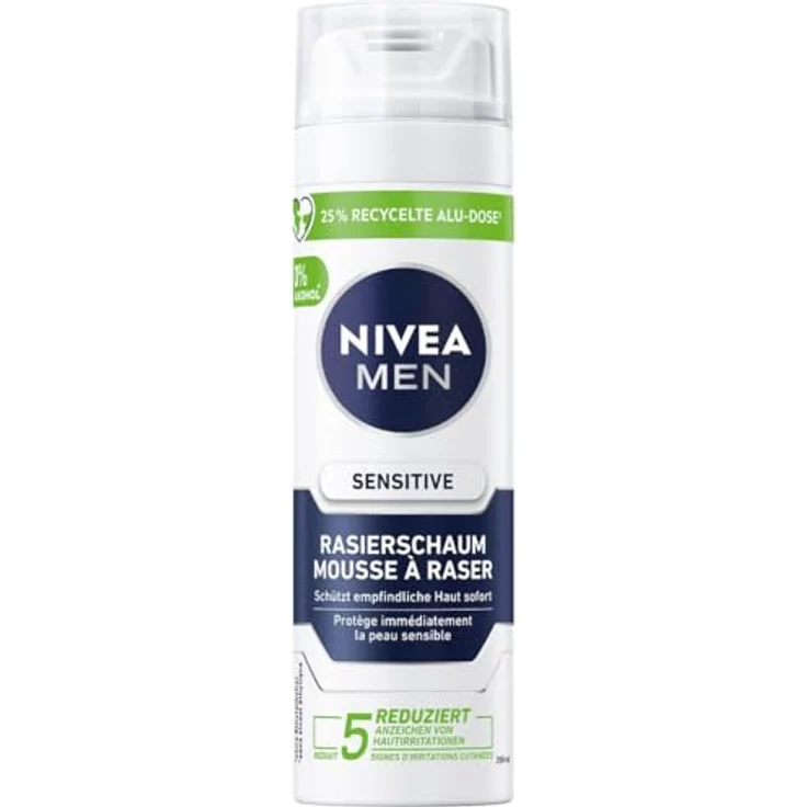 NIVEA MEN Sensitive Rasierschaum, 200 ml mit Kamille und Vitamin E, sanfte Rasur ohne Alkohol – Bild 1