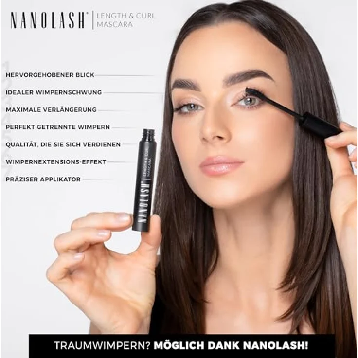 NoName Length & Curl Mascara, Verlängerungs- und Lockenmascara 10ml für perfekt lange und gelockte Wimpern, Schwarz – Bild 4