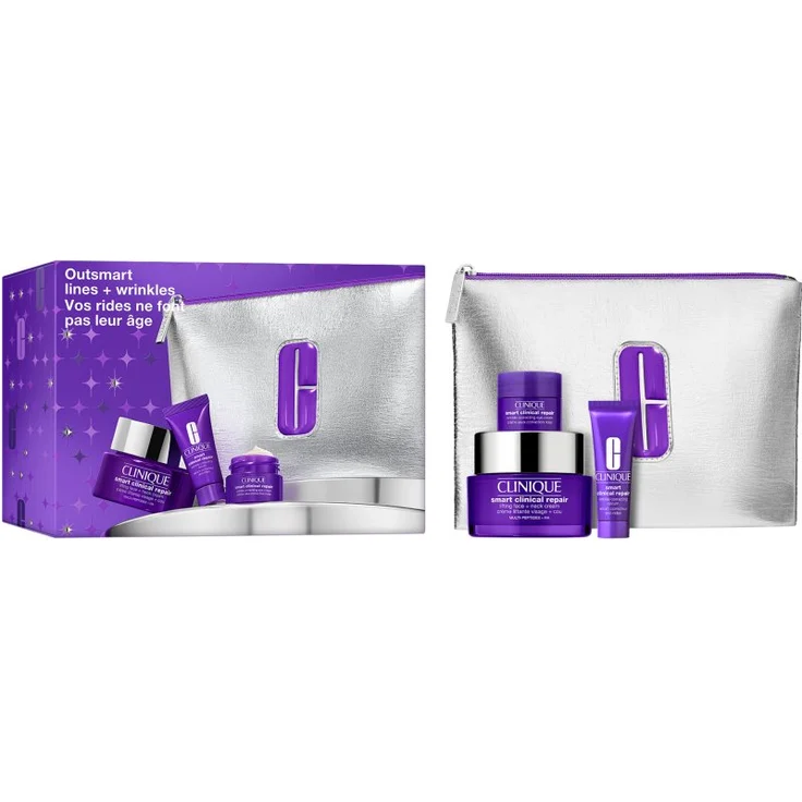 Clinique Holiday Outsmart Lines + Wrinkle Set, Anti-Aging Augenpflege mit 50 ml Creme, 10 ml Serum und 5 ml Augencreme