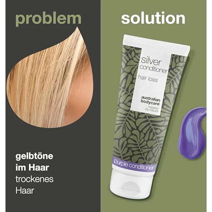 Australian Bodycare Haarausfall Silber Conditioner für graues & blondes Haar – Gegen Gelbstich mit Koffein und pflanzlich inspirierten Wirkstoffen – Bild 2