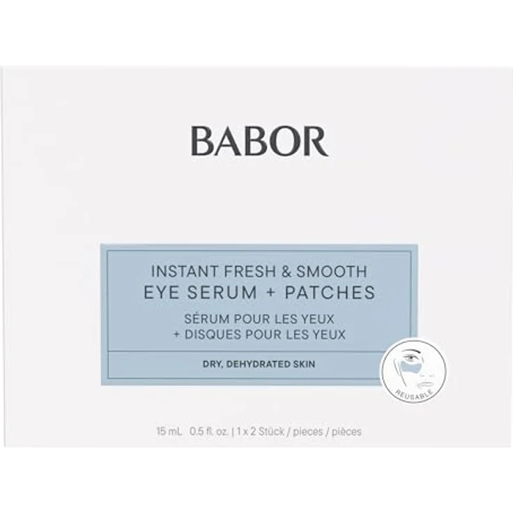 BABOR Instant Fresh & Smooth Eye Serum + Patches | Intensive Feuchtigkeit & Frische für eine glatte Augenpartie | Augenserum und Augenpads (wiederverwendbar) - 15ml Serum & 2 Eye Pads – Bild 2