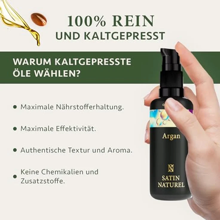 Satin Naturel Bio Arganöl Vegan Kaltgepresst - 100 ml  – Bild 3