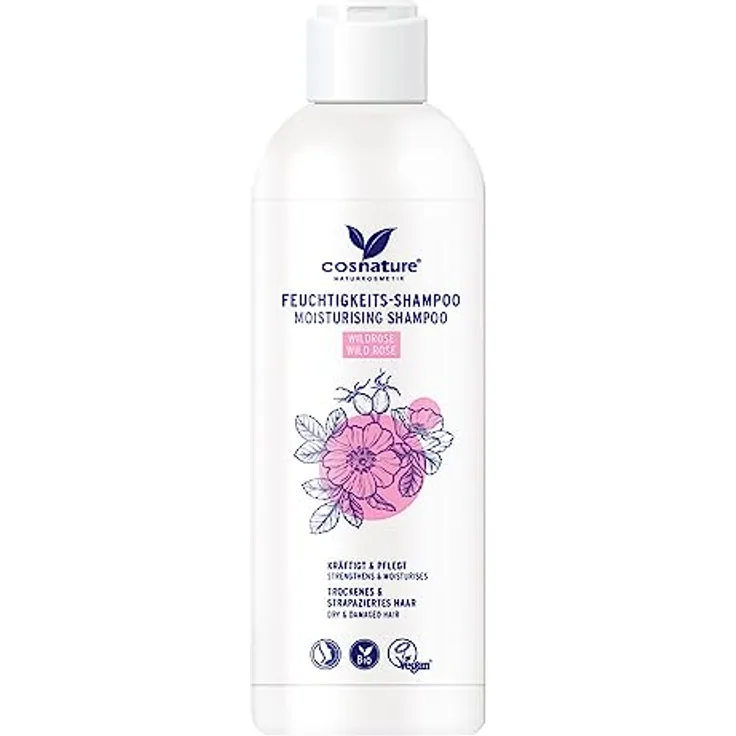 Cosnature Feuchtigkeitsspendendes Shampoo, BIO, rosa, 250 ml – gründliche Reinigung und Pflege für frisches Haar