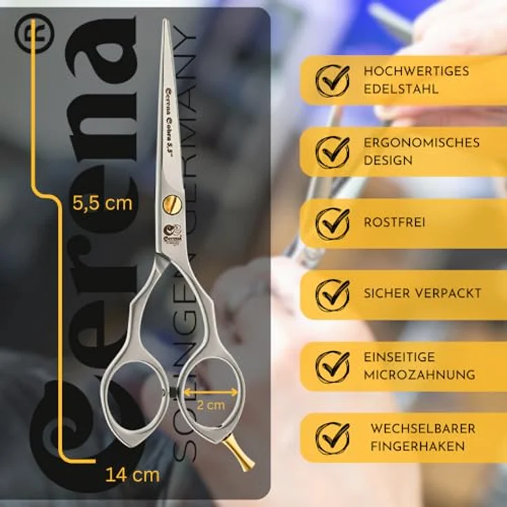 Cerena Cobra 5,5 Zoll Schere, aus rostfreiem Edelstahl, silber – Bild 4