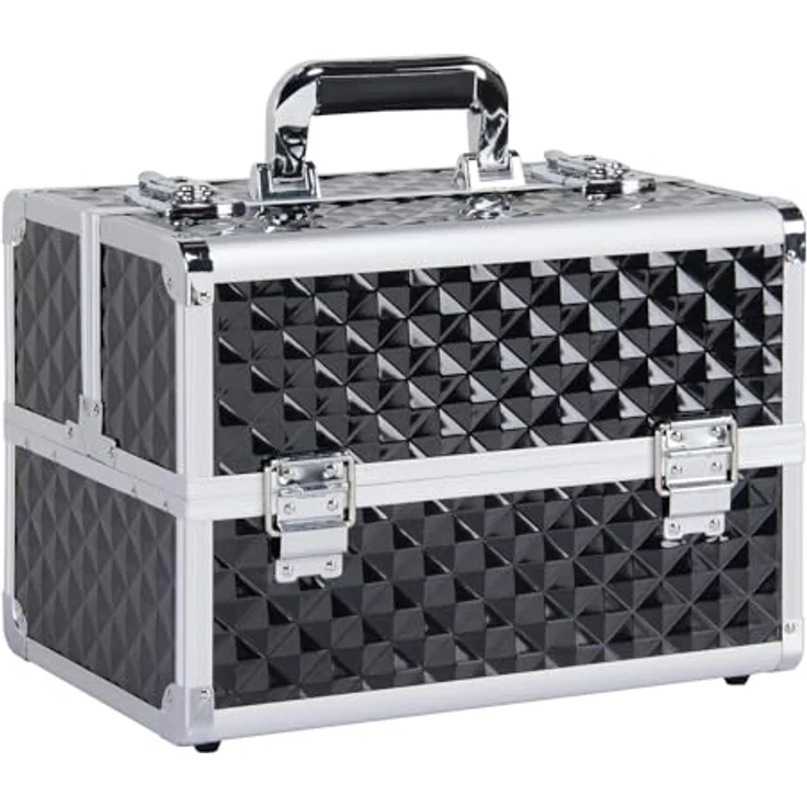 Yaheetech Kosmetikkoffer, abschließbar mit 3-lagiger Struktur, inkl. 2 Schlüssel, geräumiger Make-up Organizer für Friseure und Maskenbilder – Bild 1