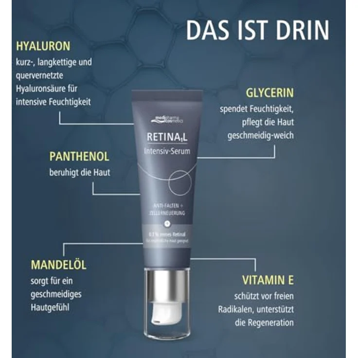 Medipharma cosmetics Retinal Intensiv-Serum 30 ml, 0,1% Retinal zur Faltenreduktion und Hautverbesserung – Bild 4