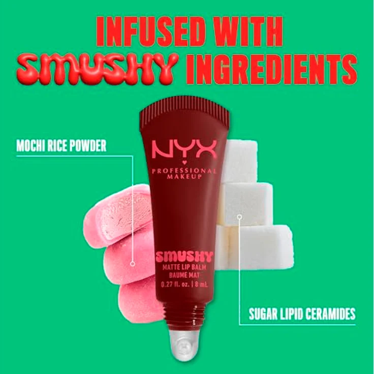 NYX Professional Makeup Smushy Matte Lip Balm, Lippenbalsam mit Matt-Effekt, Farbton Smudge Fudge, 8 ml – Bild 7