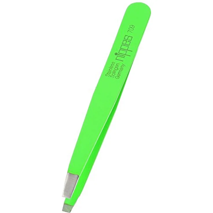 nippes Solingen 709 Pinzette mit abgewinkelter Spitze | Edelstahl Rostfrei | Grün | 9,5 cm Länge | Pinzette Augenbrauen Zupfen | Zur präzisen Haarentfernung | Made in Germany – Bild 2