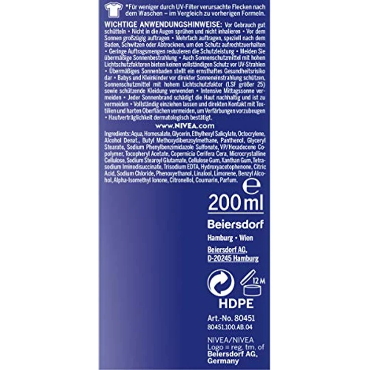 Nivea Sun Pflegendes Sun-Spray für alle Hauttypen LSF 20 200 ml – Bild 3
