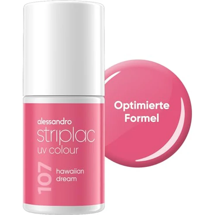 alessandro Striplac UV-Nagellack Hawaiian Dream, kratzfest & deckend, bis zu 15 Tage Halt, leicht aufzutragen, schonende Abziehtechnologie, vegan, Pink, 6,5ml – Bild 1