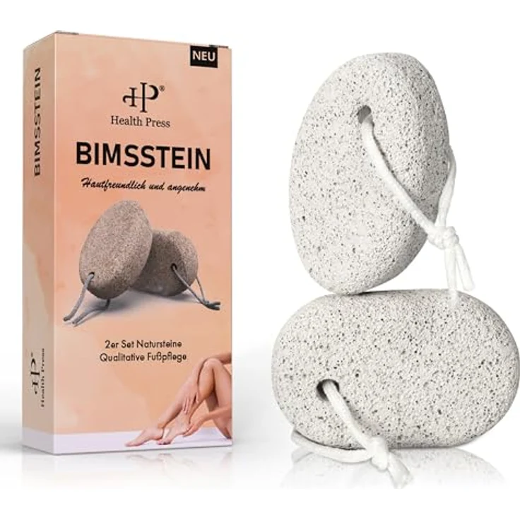 Health Press Bimsstein Fußpflege - Effiziente Hornhautentfernung mit Naturstein in 2er Set, 30 Tage Zufriedenheitsgarantie – Bild 2