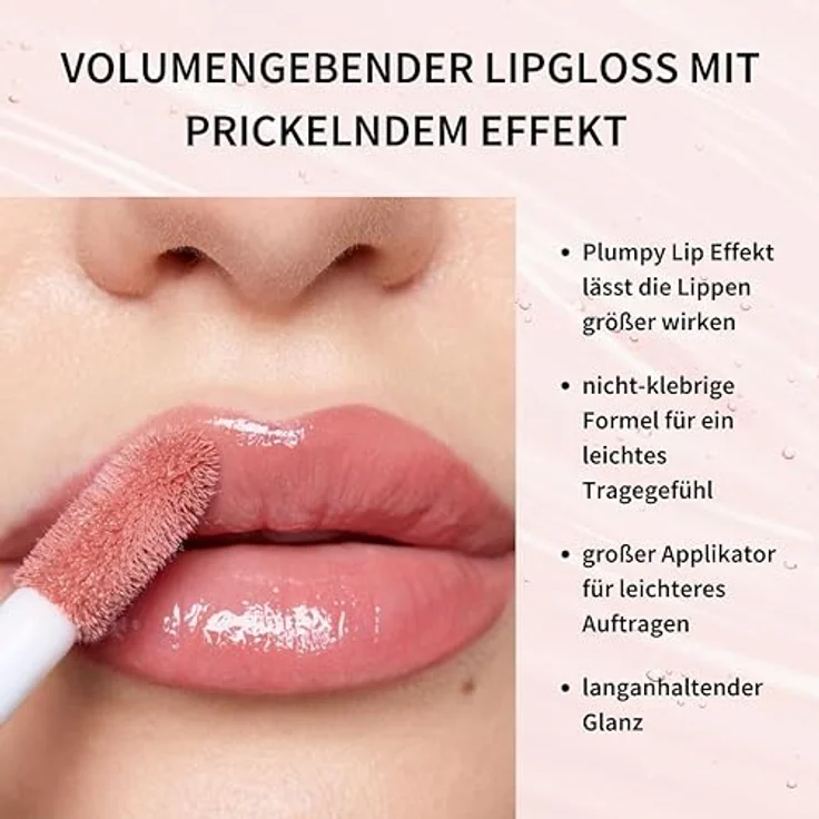 Fleeky Plumpy Lipgloss, Rose Nude, 5 ml, Volumen- und Glanz-Optimierer für geschmeidige Lippen – Bild 4
