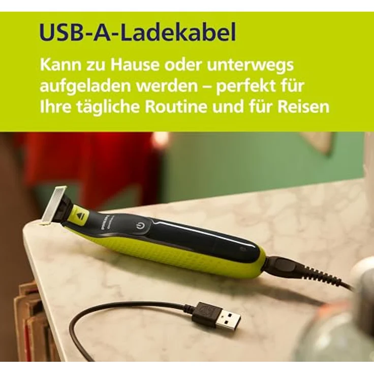 Philips OneBlade 360 Face Elektrischer Bartschneider Rasierer 2x 360 Klingen 3x, USB wasserfest – Bild 7