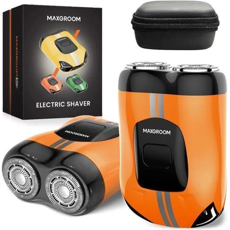 MAXGROOM M-501 Elektrorasierer, IPX7 wasserdicht mit 8000 RPM Motor und magnetischem Kopf, Orange