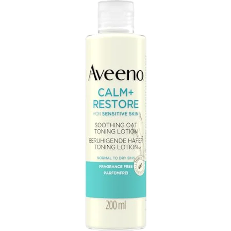Aveeno CALM+RESTORE beruhigende Hafer Toning Lotion (200 ml), parfümfreier Toner & erfrischender Make Up Entferner für empfindliche Haut mit präbiotischem Hafer & beruhigendem Mutterkraut – Bild 1