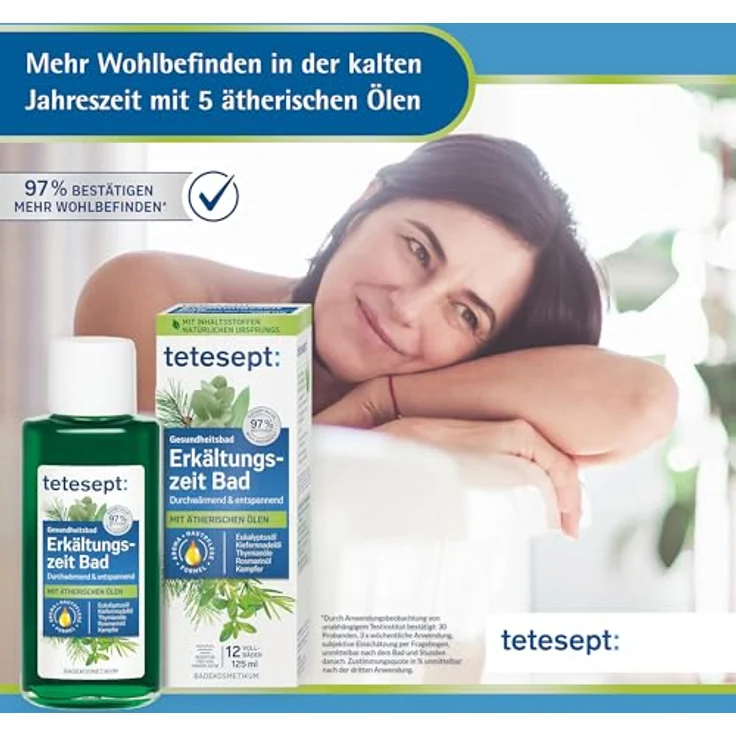 Tetesept Erkältungszeit Bad, entspannender Badezusatz für ein wohltuendes Vollbad, 125 ml – Bild 5