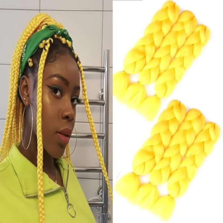 Shangxiu Jumbo Braids Extensions, 24" (60cm) Kunsthaar für Einflechten, Yaki gerade Textur, 6 Stück, 600g – Bild 1