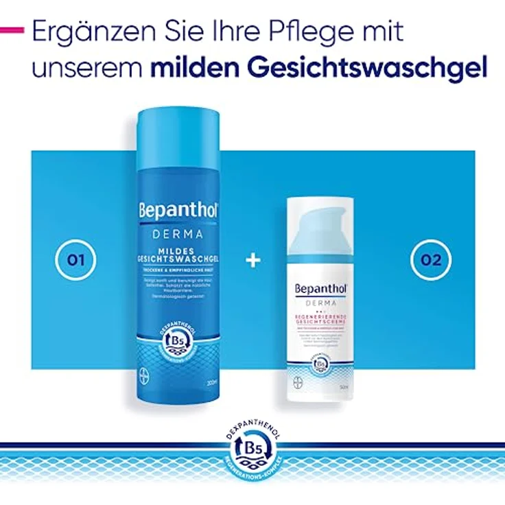 Bepanthol Derma regenerierende Gesichtscreme, 50 ml, 24-Stunden-Pflege für alle Hauttypen, schnell einziehend – Bild 14