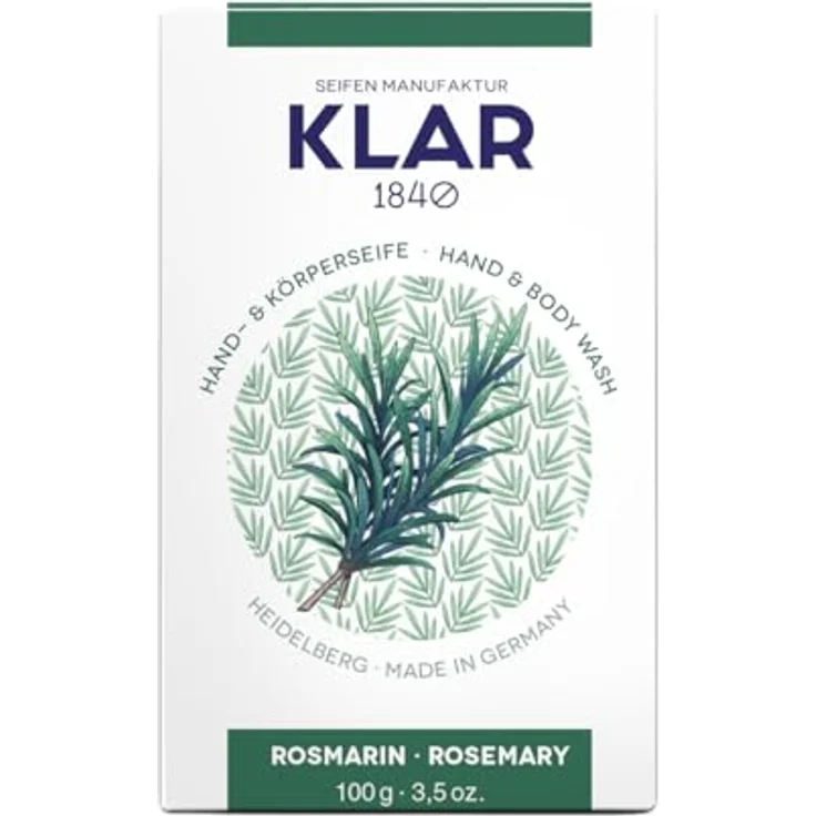 Klar Seifen Rosmarinseife 100g, Cosmos zertifiziert, palmölfrei, mit würzigem Duft, geeignet für normale Haut – Bild 1