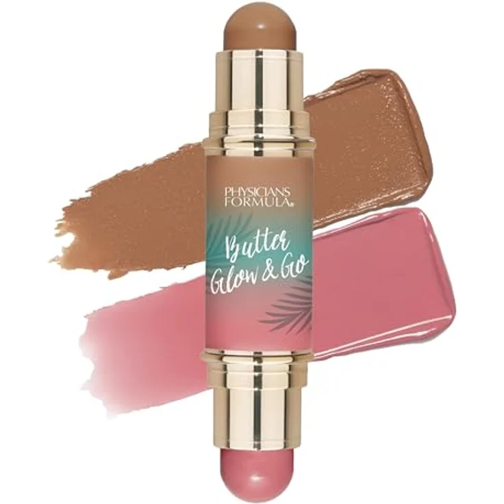 Physicians Formula Butter Glow & Go, beidseitiger Konturenstift, 10 g, Farbton Sunkissed Rose, multifunktional für Lippen und Wangen – Bild 1