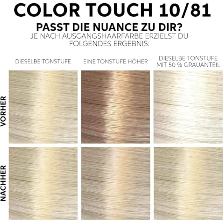 Wella Professionals Color Touch demi-permanente Haarfarbe ohne Ammoniak – Haarfärbemittel zur Farbauffrischung und Grauhaar-Abdeckung – Ansatz-Kit inkl. Haarmaske – 10/81 Platinum Blonde (130 ml) – Bild 5