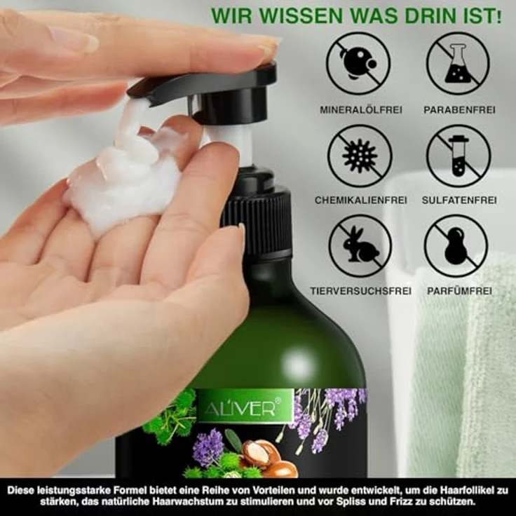 P-Beauty Cosmetic Accessories 3in1 Conditioner & Spülung, 3 x 300ml, mit Rizinus, Lavendel & Arganöl, regenerierend, fördert Haarwachstum, schützt vor Spliss, für alle Haartypen – Bild 4