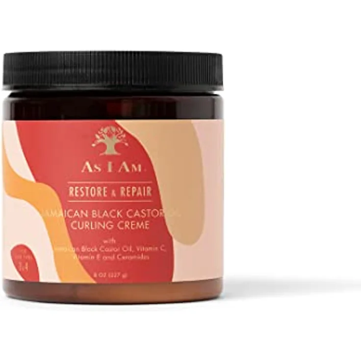 As I Am Restore & Repair Jamaican Black Castor Oil Curling Creme, 227g, mit Ceramiden für definiertes Lockenbild und minimales Frizz