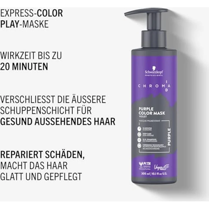 Schwarzkopf Professional CHROMA ID Bonding Color Mask Semi Permanentes Farbsystem Haarmaske Purple 250 ml - Vegane Formel, Pflegende Tönung, Intensive Pflege – Bild 3