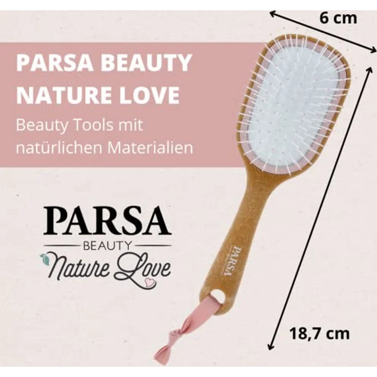 PARSA Beauty Nature Love Kork Haarbürste klein – Nachhaltige Wet & Dry Bürste für nasses und trockenes Haar – Haarbürste ohne Ziepen mit 70% Kork – Entwirrbürste Hair brushes – Bild 3