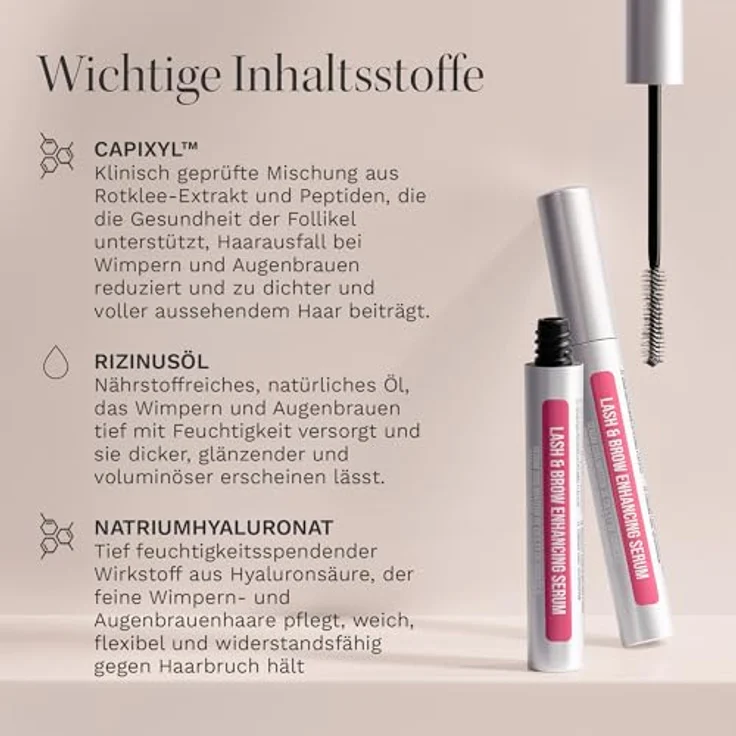 HAIR BURST Lash & Brow Verbesserndes Serum, Wimpernserum mit Rizinusöl und Natriumhyaluronat für Wimpernwachstum und vollere Augenbrauen, 98% natürliche Inhaltsstoffe – Bild 5