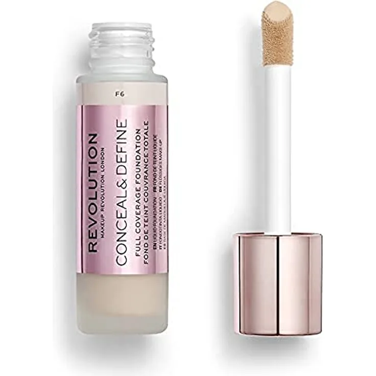Makeup Revolution, Conceal & Define Grundierung, F6, 23ml