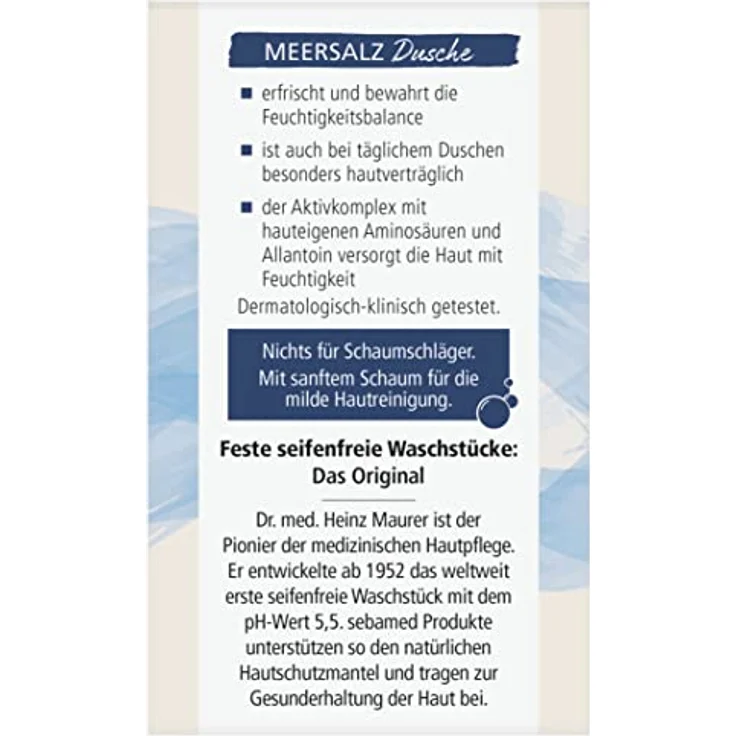 sebamed Meersalz Dusche, Feste Dusche, ohne Mikroplastik, ohne Mineralöle, hohe Ergiebigkeit, bewahrt die Feuchtigkeitsbalance, 100g – Bild 2