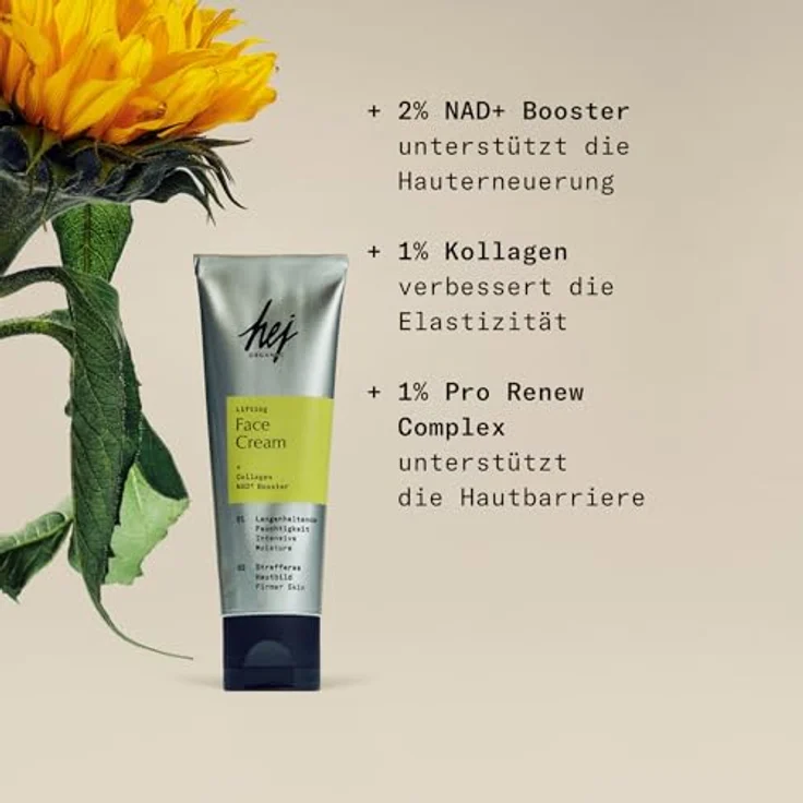 Hej Organic Lifting Face Cream, Gesichtscreme für reifere Haut mit Postbiotika und NAD+ Booster, 50 ml – Bild 2