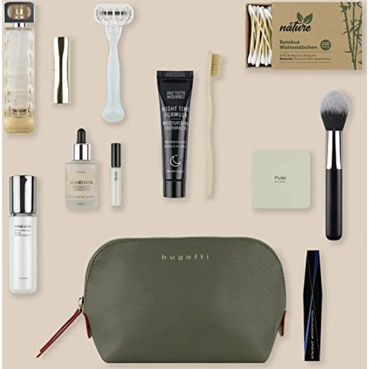 bugatti Ella Kulturbeutel, Kosmetiktasche, Toiletry Bag, Waschtasche, Waschbeutel, Toilettentasche in Olive – Bild 4