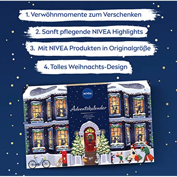 NIVEA Adventskalender 2023 mit 24 Türchen voller verwöhnender Überraschungen, Weihnachtskalender mit Pflegeprodukten & Accessoires, Pflegeset für die Adventszeit mit NIVEA und Labello Produkten – Bild 2