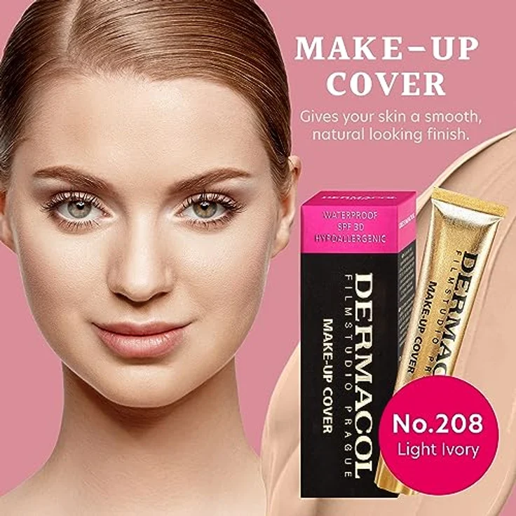 Dermacol Full Coverage Foundation 13g, Flüssige Matte Foundation mit SPF 30, Wasserfest für fettige Haut, Shade - 208 – Bild 2