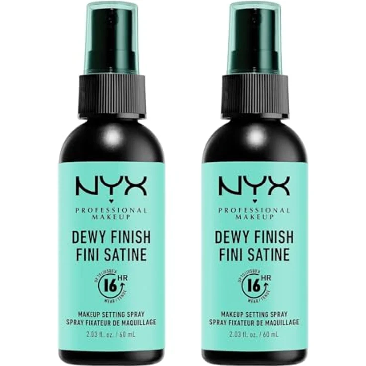 NYX Professional Makeup Setting Spray, Langanhaltende Fixierung, Vegane Formel, Dewy Finish, 2er Pack, 60 ml – Bild 1