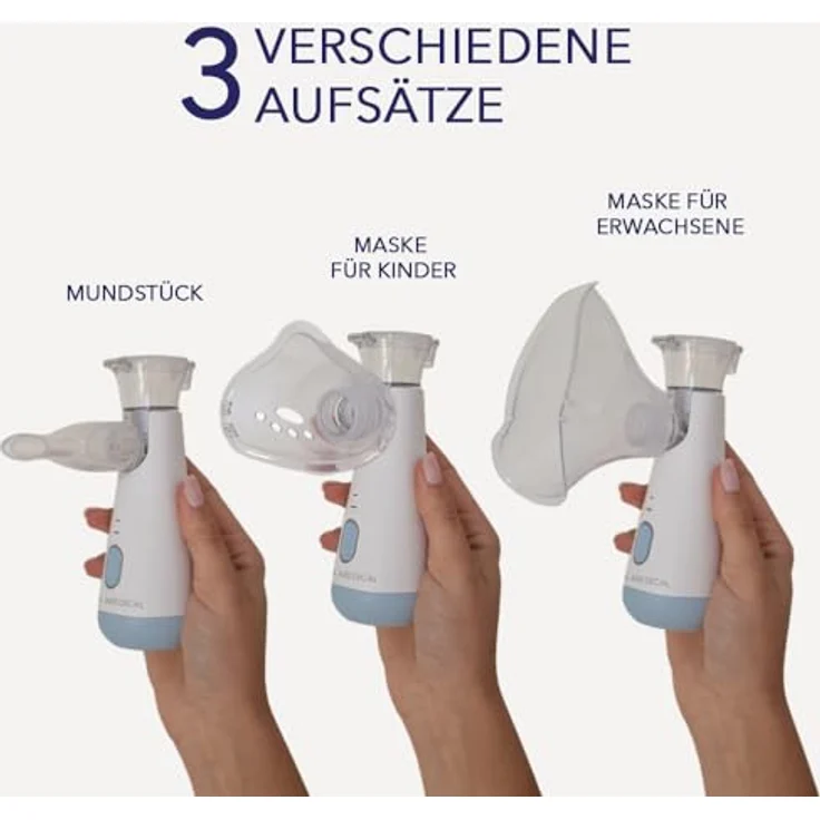 IEA Medical Inhalationsgerät blau – Tragbarer Vernebler für Kinder & Erwachsene mit ergonomischer Form, stabiler Stand und feiner Vernebelung – Bild 4