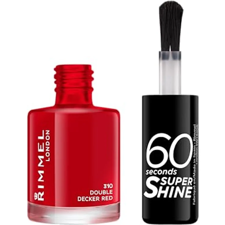 Rimmel London 60 Seconds Super Shine Schnelltrocknender Nagellack 8 ml Farbton 310 Double Decker Red – Bild 2