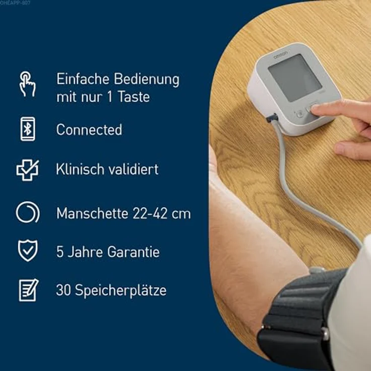 OMRON X2+ Connect, klinisch validiertes Oberarm-Blutdruckmessgerät mit Bluetooth, Universalmanschette 22-42 cm, erkennt unregelmäßige Herzschläge, inklusive kostenloser App – Bild 4