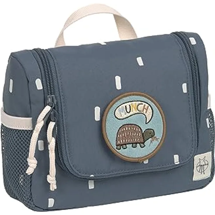 LÄSSIG Kinder Kulturtasche Waschbeutel Waschtasche Kulturbeutel zum Hängen, 20 cm/Mini Washbag Happy Prints Dunkelblau