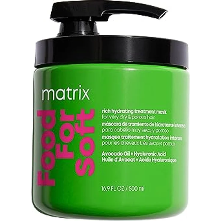 Matrix Haarmaske für trockene oder poröse Haartypen, Mit Avocado-Öl und Hyaluronsäure, Feuchtigkeitsspendend und pflegend, Vegane Formel, Food For Soft, 1 x 500 ml – Bild 1