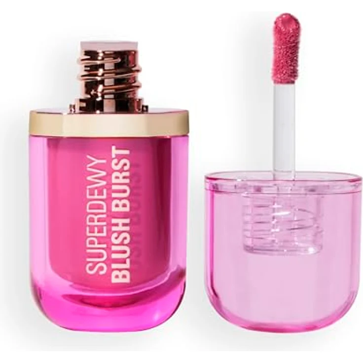 Revolution Superdewy Liquid Blush Burst, Aufbaubarer Flüssig-Blush mit Peptiden & Hyaluronsäure, vegan & tierversuchsfrei, Bubblegum Burst Pink, 4,2 ml – Bild 1