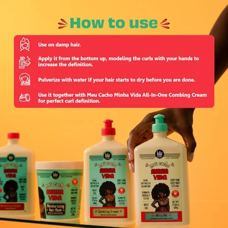 Lola Meu Cacho Minha Vida Jelly Gel 500ml, Lockendefinitionsgel für lebendige Locken und Wellen mit hoher Auflösung – Bild 5