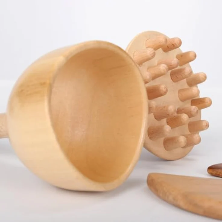 HABYS 4-teiliges Holz-Massagewerkzeug-Set, Professionelle Massageinstrumente für Gesicht, Rücken, Hände & Körper, Ergonomisches Design, Langlebiges Holz – Bild 3