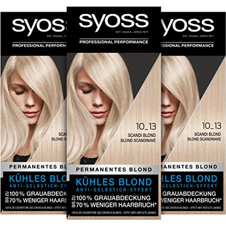 Syoss Color Coloration 10_13 Scandi Blond Stufe 3 (3 x 115 ml), Haarfarbe mit Anti-Gelbstich-Effekt für kühles Blond, 70 % weniger Haarbruch* – Bild 1
