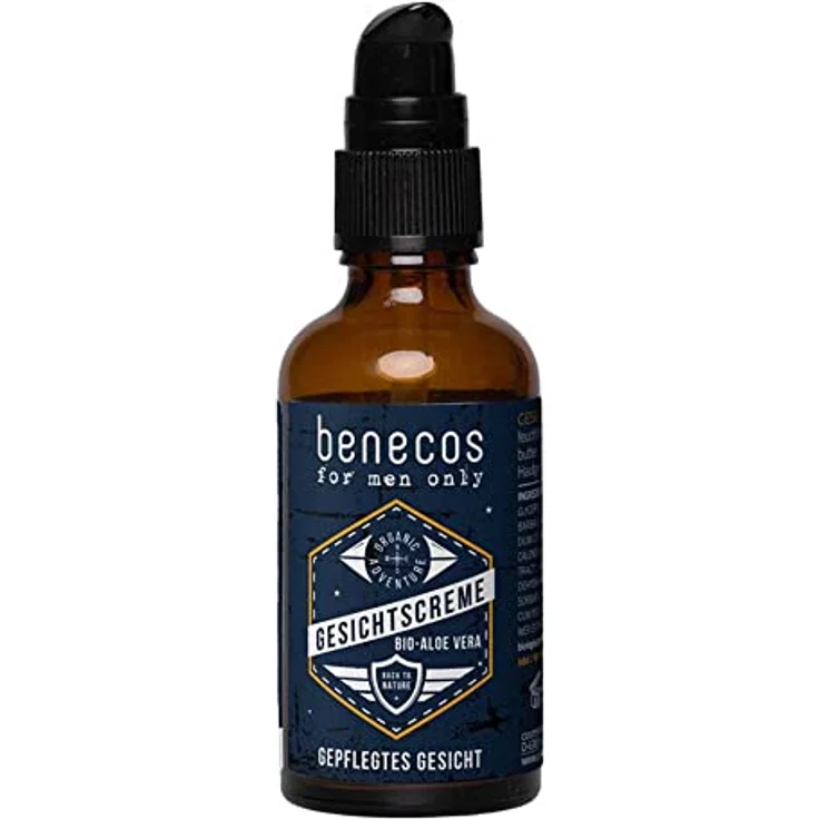 Benecos for men only, Gesichtscreme mit Bio-Aloe Vera und Bio-Sheabutter, 50ml, COSMOS Organic zertifiziert