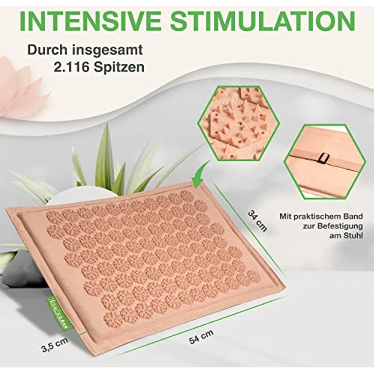 BACKLAxx® Akupressurmatte Fußmatte für Fussmassage und Rücken, 54 x 34 cm, 2.116 Spitzen – Bild 4