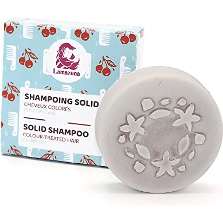 Lamazuna Festes Shampoo | Sulfatfrei | Mit wertvollem Kirschöl | Für coloriertes & strapaziertes Haar | Kräftigt das Haar | Für Schwangere geeignet | Handgemacht aus Frankreich | 70 ml – Bild 2