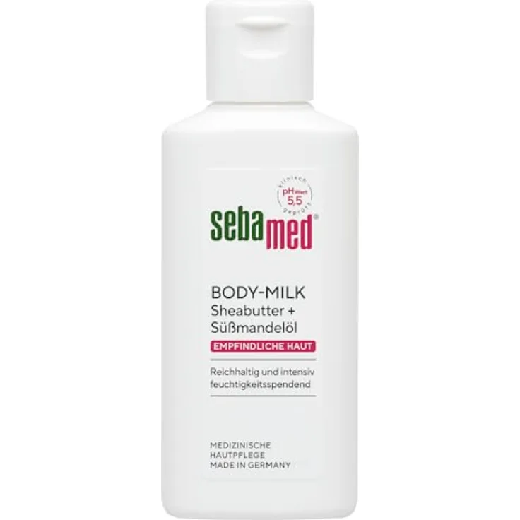 Sebamed Bodymilk 50 ml, reichhaltige Körpercreme mit Süßmandelöl und Sheabutter, intensiv feuchtigkeitsspendend, pH 5,5, in praktischer Reisegröße